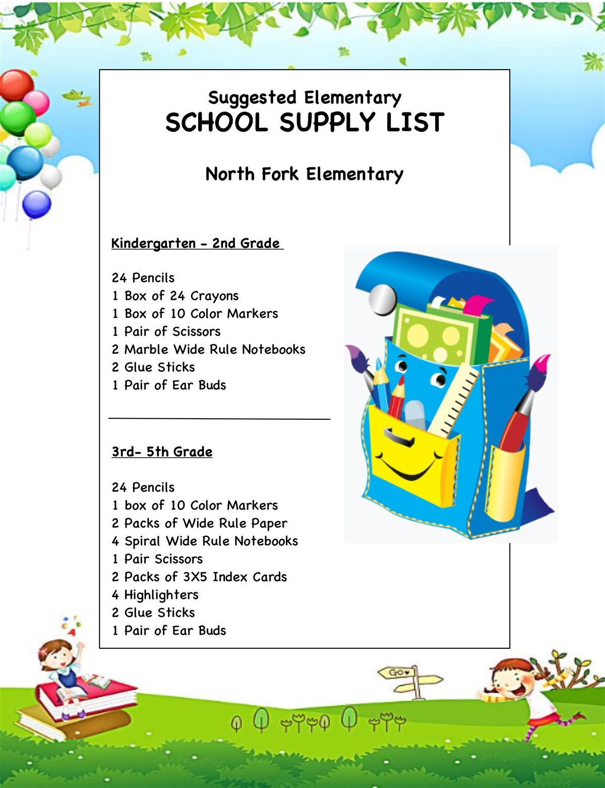 School Supply List 